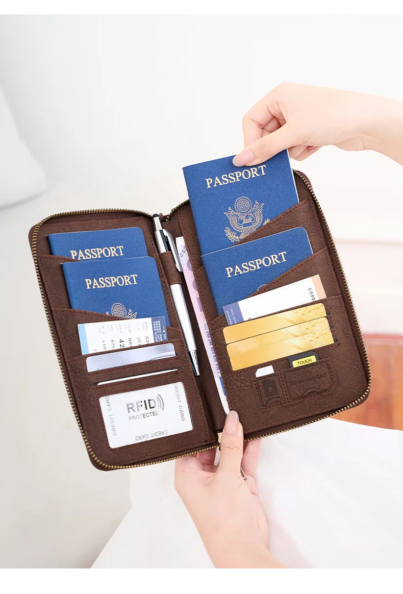 RFID Blocking Travel Passport Holder and Document Organizer