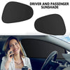 A black driver and passenger sunshade is shown installed on a car's side window.