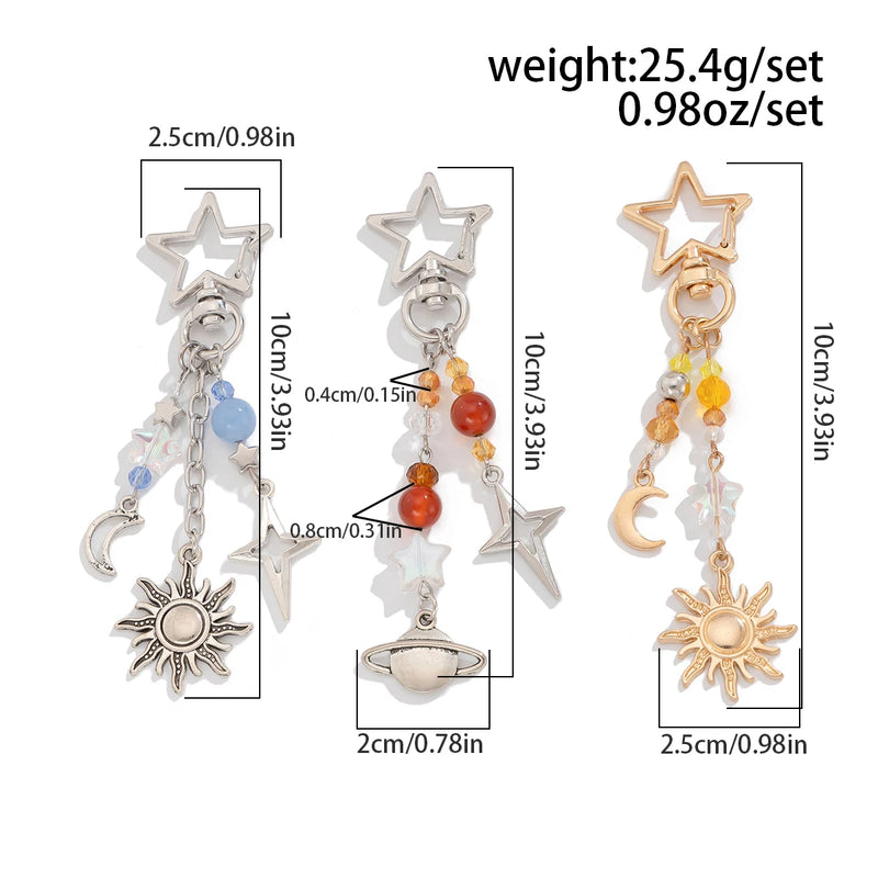 Boho Celestial Beaded Keychain Set