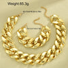 Gold-Plated Cuban Chain Necklace & Bracelet Set