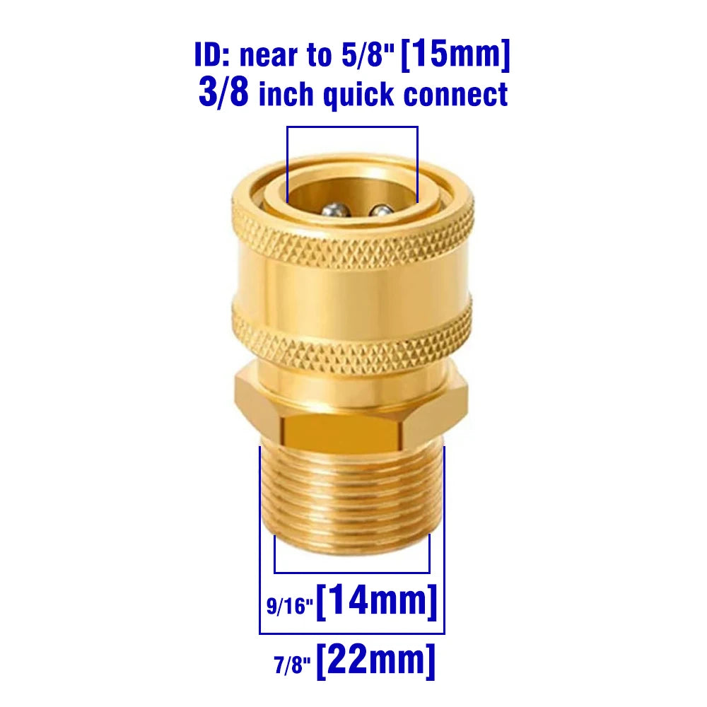 Brass quick connect adapter set with 3/8 inch female connector and various thread sizes.
