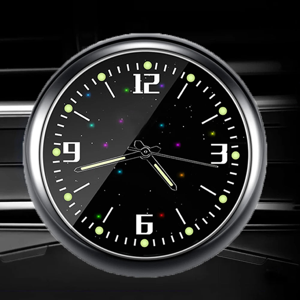 Mini Car Clock with Glow-In-The-Dark Dial and Air Vent Clip