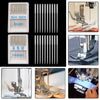 A collection of stainless steel sewing machine needles for denim and jeans, including various sizes like 90/14, 100/16, and u