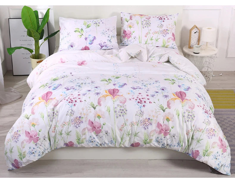 Floral Print Duvet Cover Set with Pillowcases