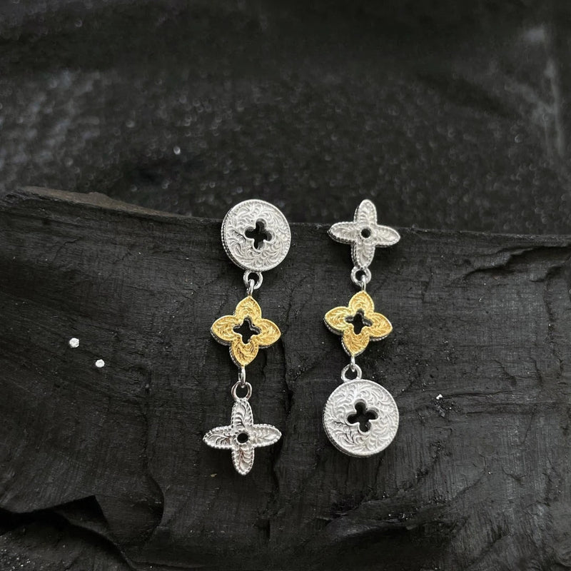 Two-Tone Clover Stud Earrings