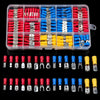 A collection of assorted male and female insulated wire crimp terminal connectors in various colors like red, blue, and yello