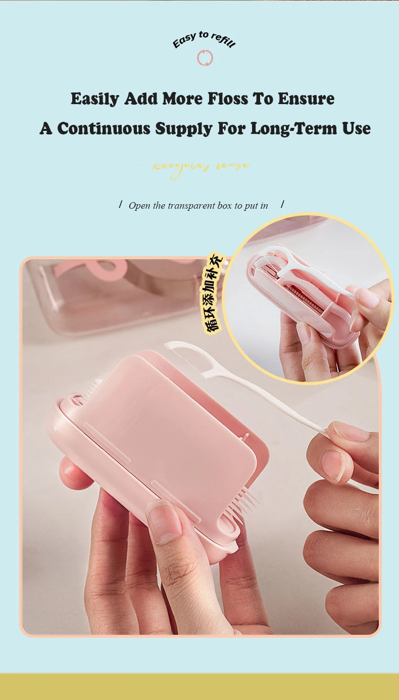Pop-Up Dental Floss Dispenser with Refillable Storage Case