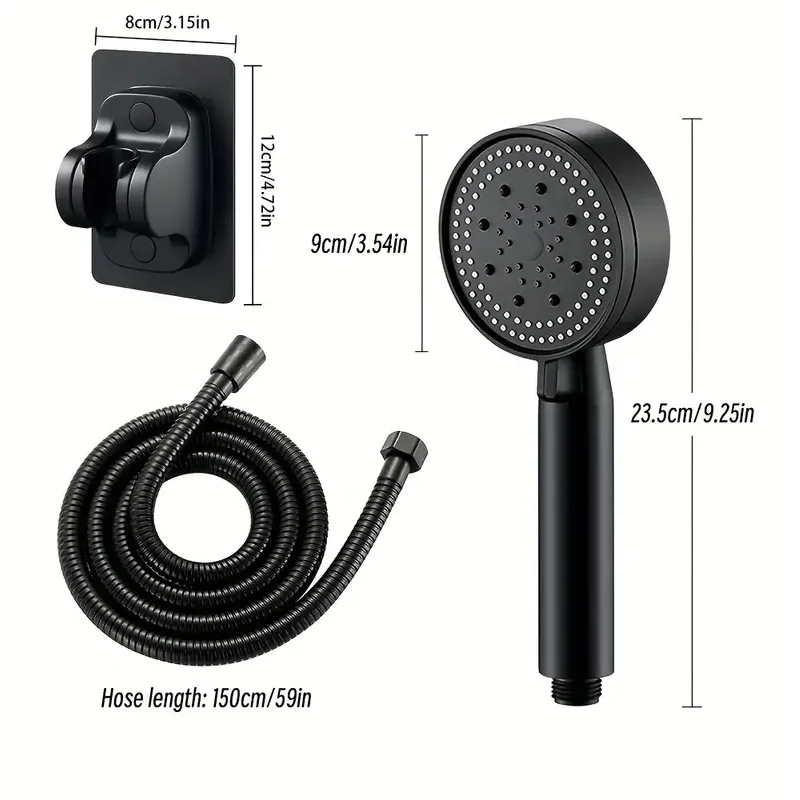 High-Pressure Shower Head Set with Hose and Wall Mount
