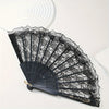 Elegant Lace Fabric Hand Fan with Floral Design