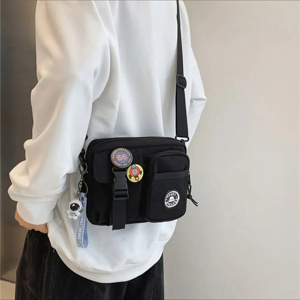 Urban Canvas Crossbody Bag with Zipper Pouch