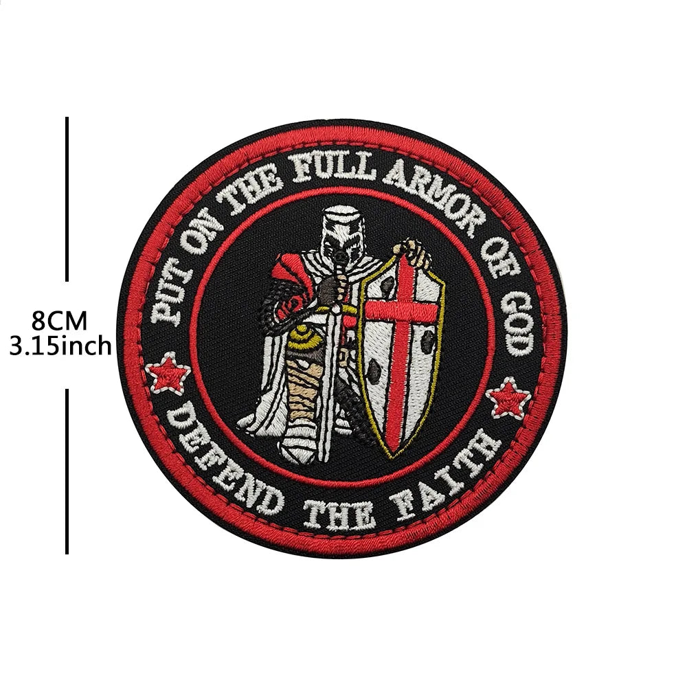 Knights Templar Cross Patch with Hook and Loop Backing