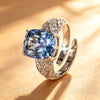 Adjustable Silver-Plated Cushion-Cut CZ Statement Ring
