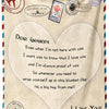 A cream colored fleece throw blanket with a heart design and text saying I love you to Grandpa