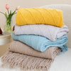 Oversized Chunky Knit Throw Blanket with Tassels