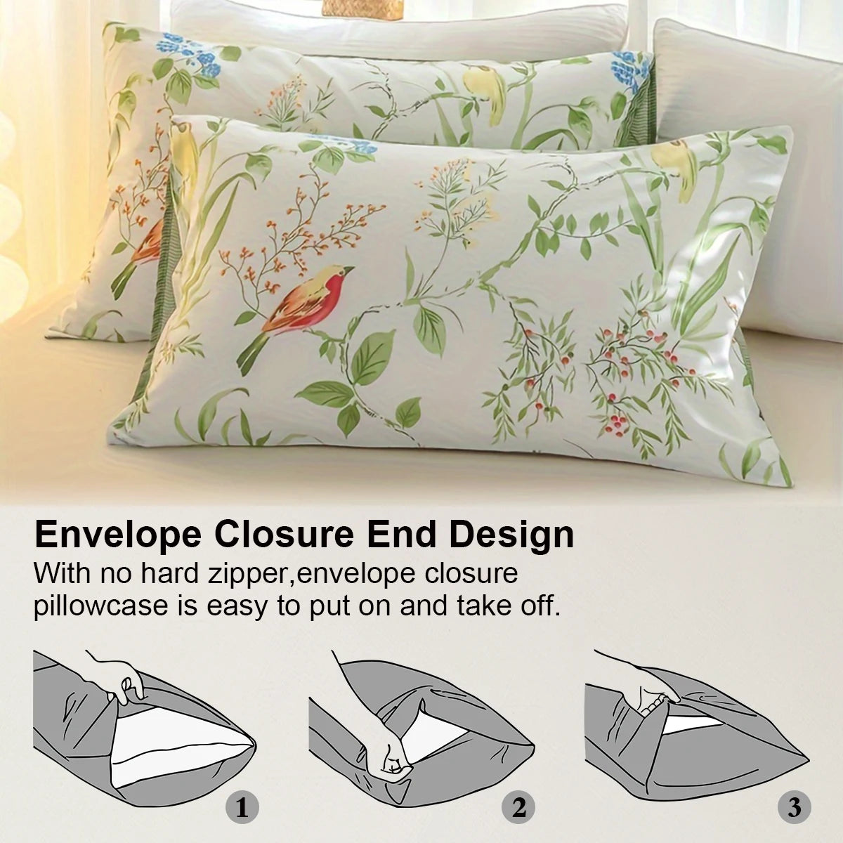 Botanical Leaf Print Duvet Cover Set with Pillowcases
