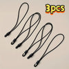 Three black heavy-duty elastic tie-down straps with hooks displayed on a light background.