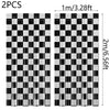 Black & White Checkered Foil Fringe Curtains for Racing Party Decor