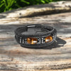 Tiger Eye & Black Leather Men's Bracelet