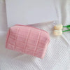 Soft Plush Cosmetic Bag with Zipper Closure