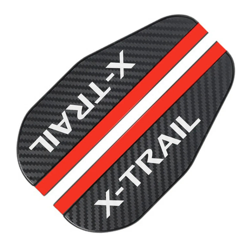Black carbon fiber rain guard for car side mirrors with red stripes