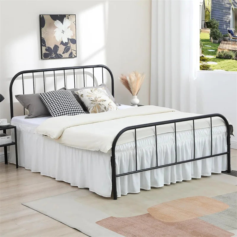 Ruffled Bed Skirt with Split Corners and Elastic Wrap