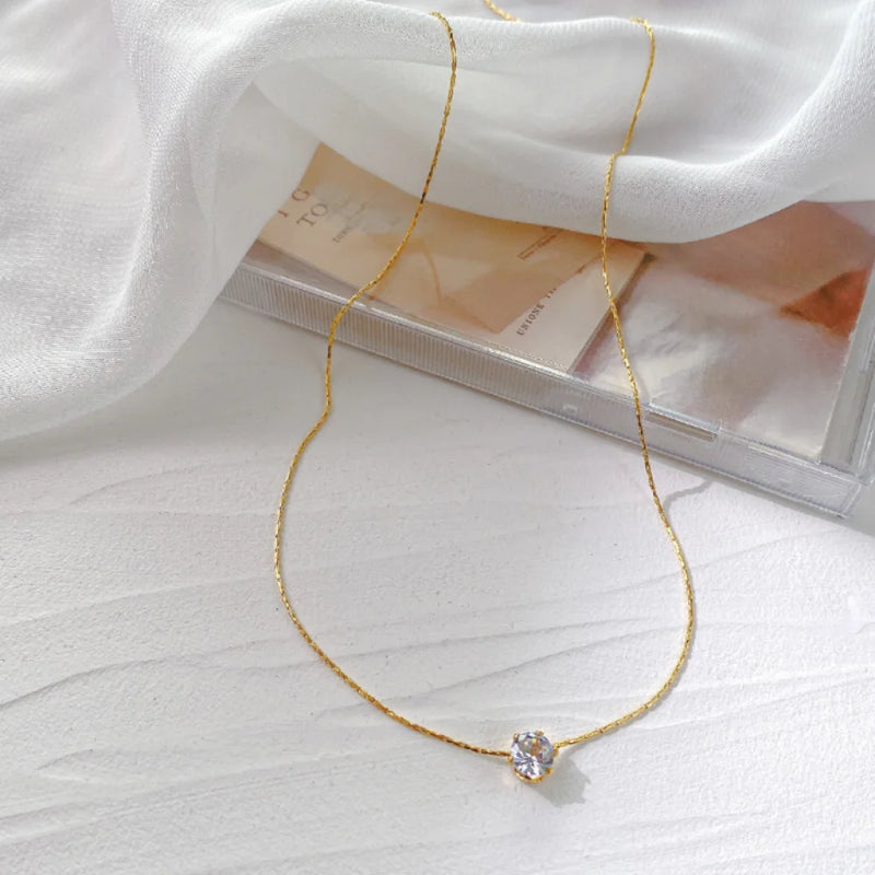 Dainty Gold-Plated CZ Pendant Necklace