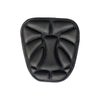 Black ergonomic 3D motorcycle seat cushion made of breathable EVA foam for comfort.