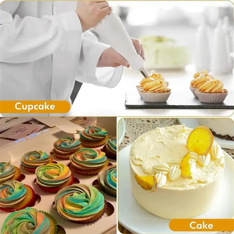 Reusable Silicone Piping Bag and Nozzle Set for Cake Decorating