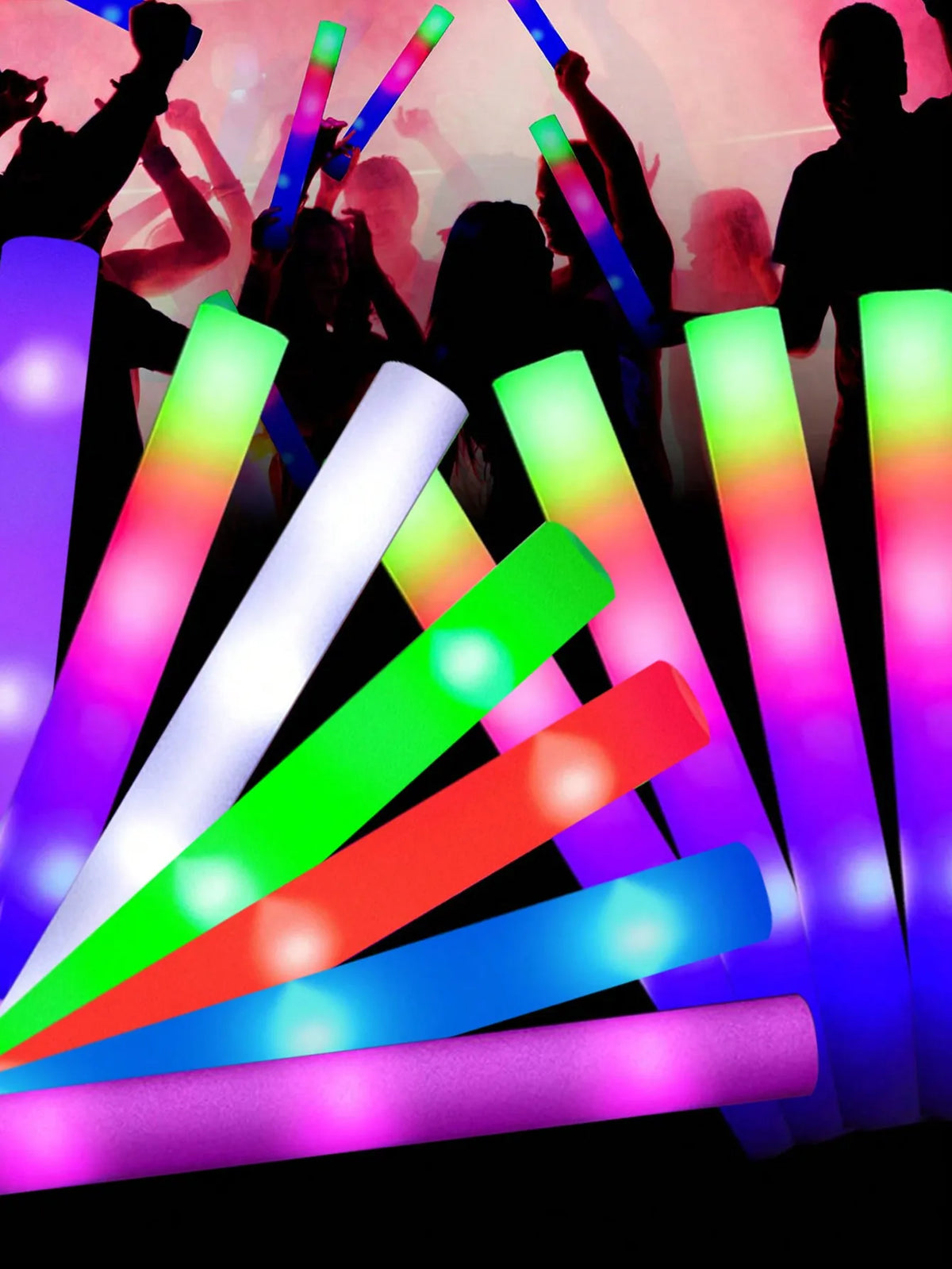 LED Foam Glow Sticks with 3 Light Modes