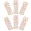 A set of three beige soft stretch bra extenders with hook adjustment shown in various angles.