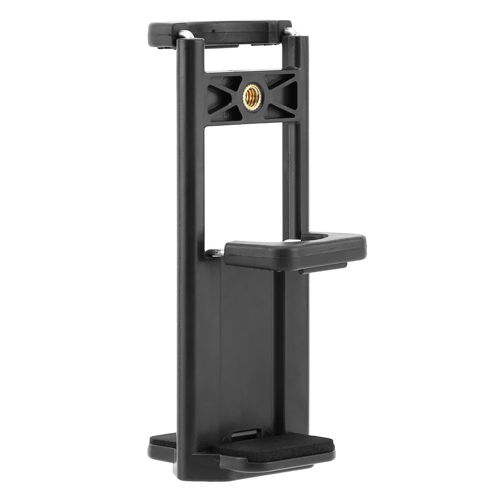 Black adjustable aluminum tripod stand for tablets and phones