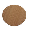 Round, brown bamboo tea mat with vertical woven texture.