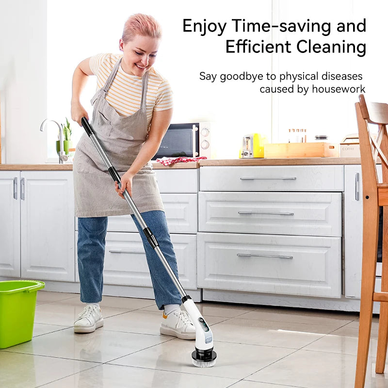 Kabelloser Elektrischer Spin-Scrubber mit ausziehbarem Griff