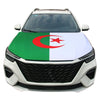A white car hood covered with the flag of Algeria, featuring green, white, and red colors with a red star.