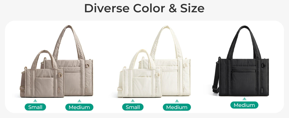 Lightweight Quilted Tote Bag with Crossbody Strap