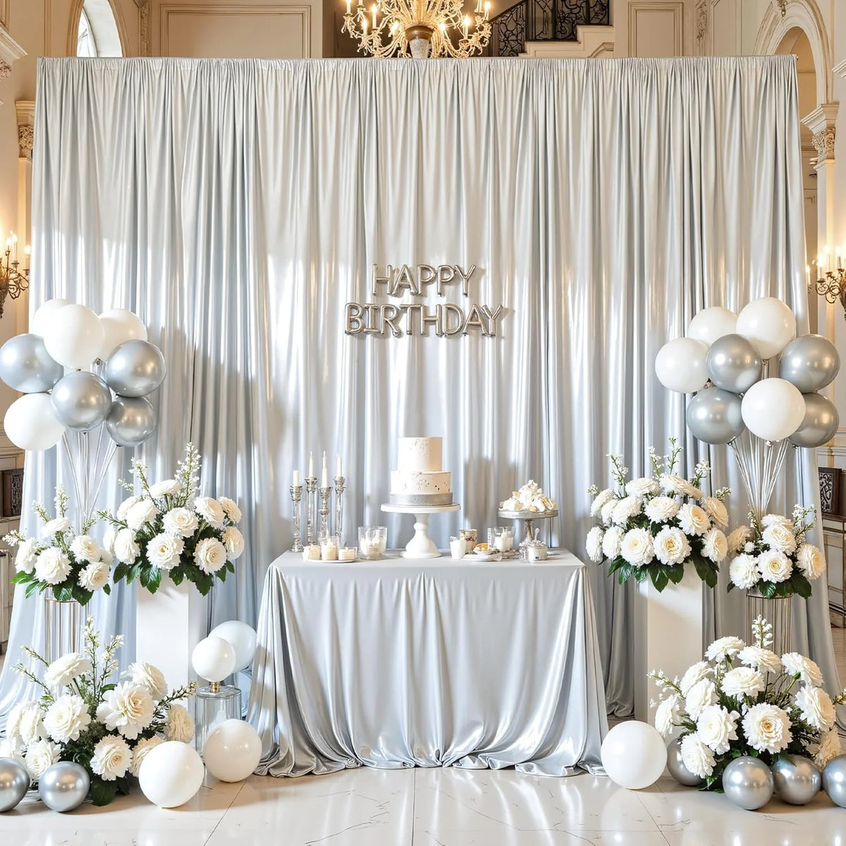 Shimmering Satin Backdrop Curtain Panels