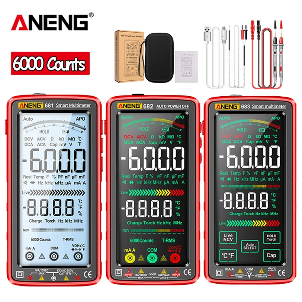 Professional 6000-Count Digital Multimeter with NCV Detection and Rechargeable Battery