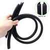 A hand holds a black car door seal strip, with an inset showing the right and left versions.
