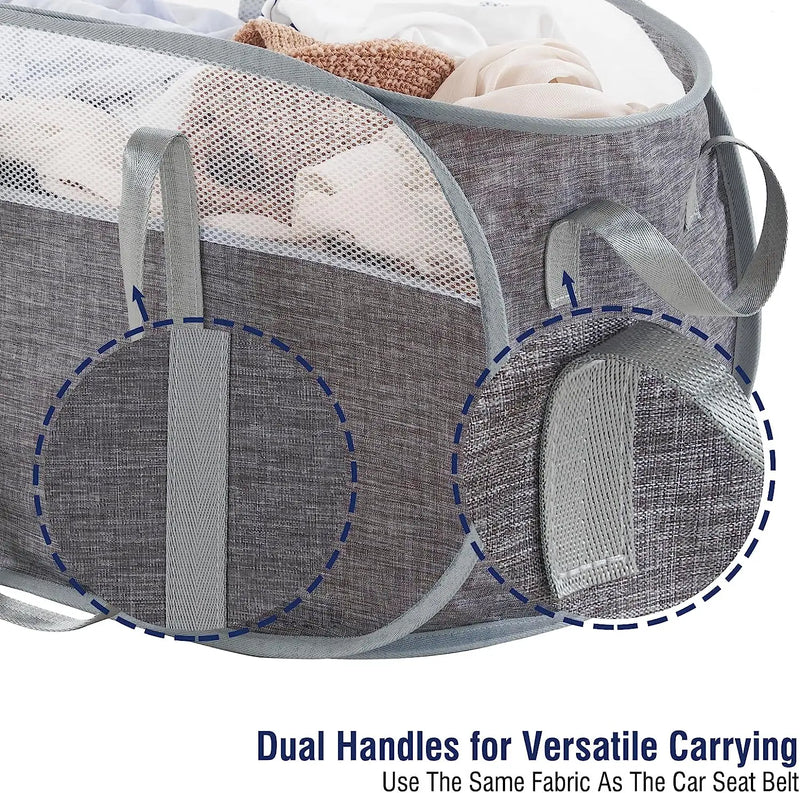 Collapsible Laundry Hamper with Reinforced Handles