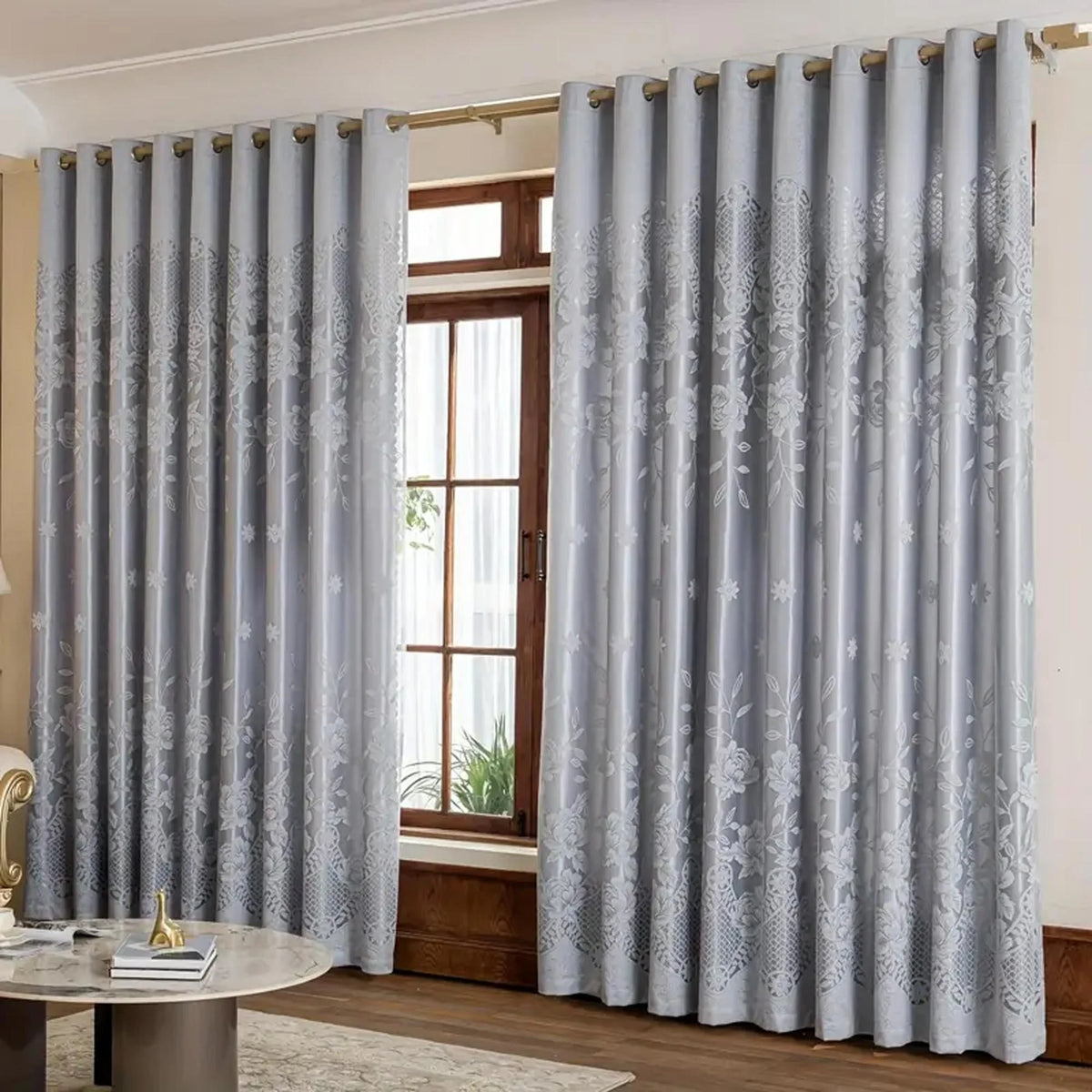 European Vintage Floral Embroidered Blackout Curtain