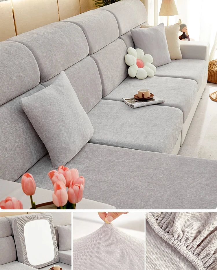 Elastic Chenille Sofa Protector Cover with Non-Slip Grip