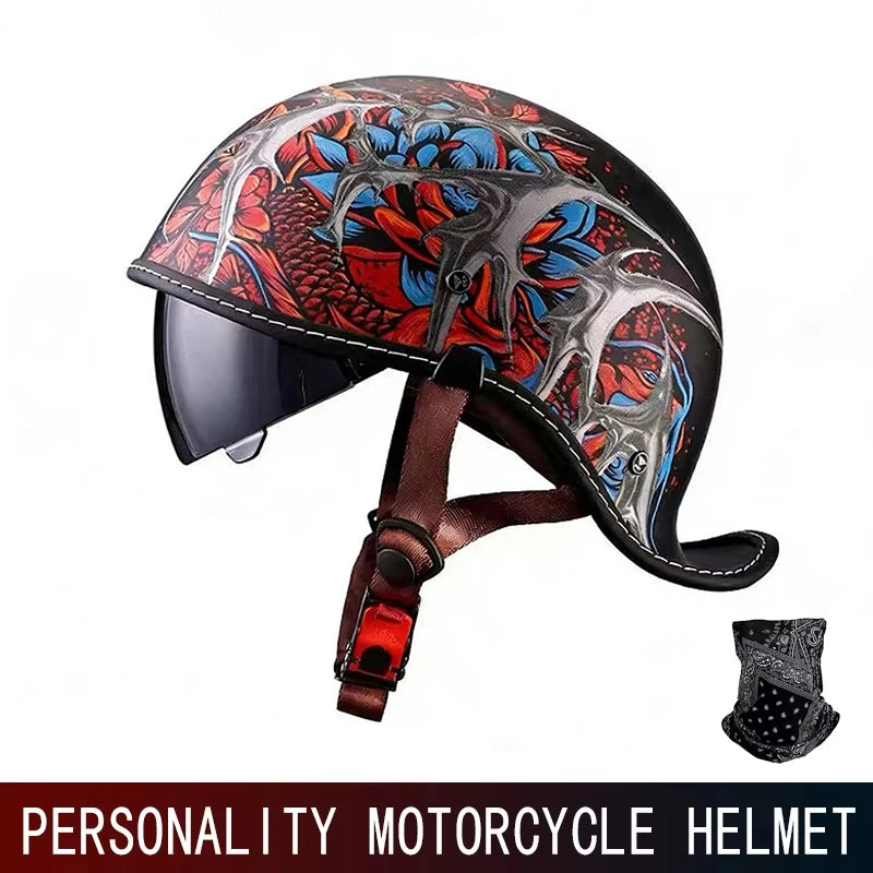 Retro Half Helmet for Men and Women – Lightweight Commuter Cruiser Motorcycle Helmet