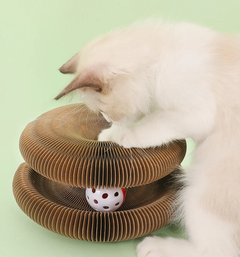 Foldable Cat Scratcher with Bell & Interactive Ball