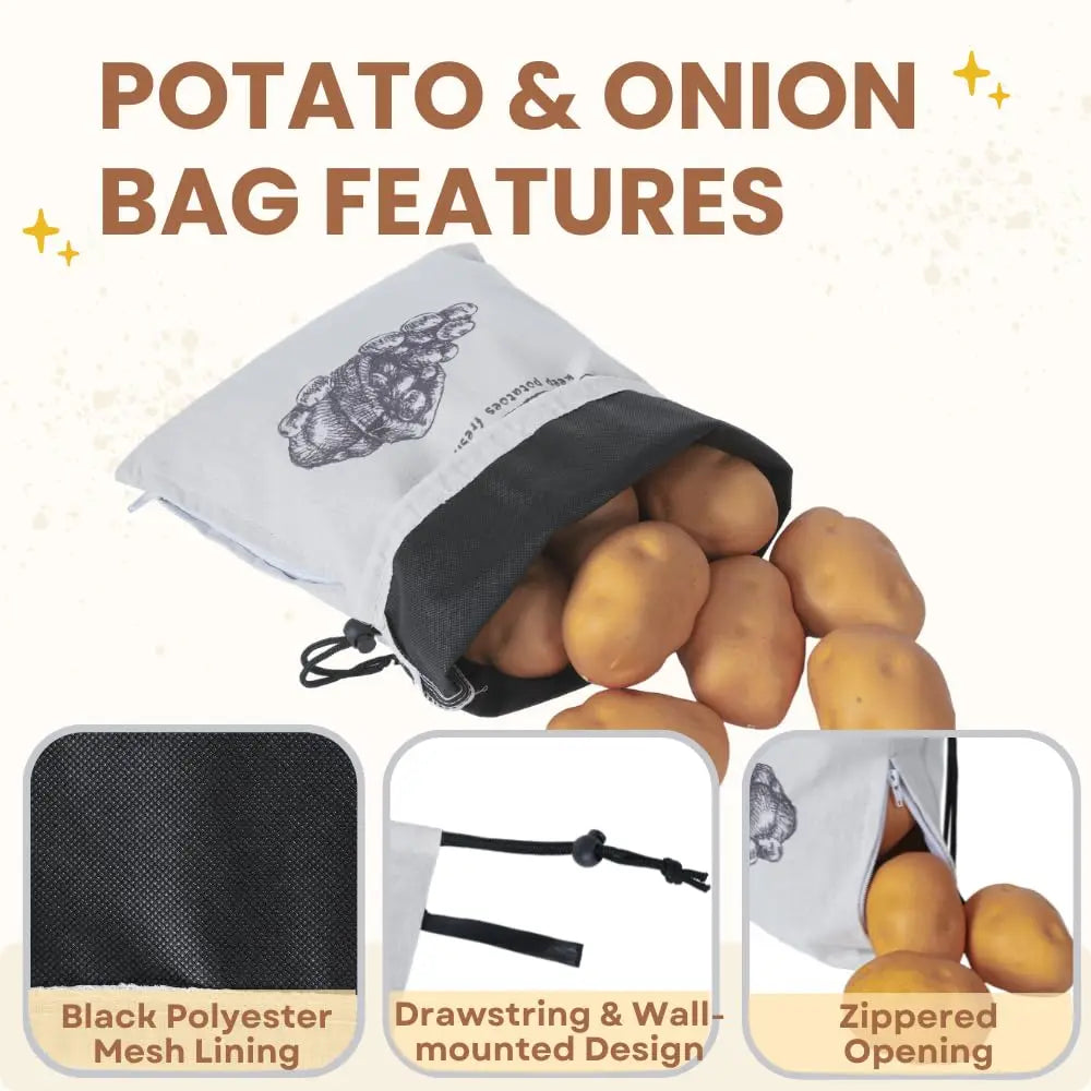 Large Drawstring Canvas Storage Bags with Side Zipper for Vegetables and Fruits
