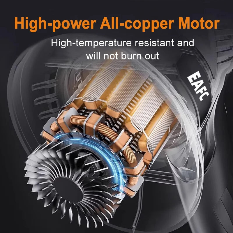 Close-up view of a high-power all-copper motor inside an electric car polisher.