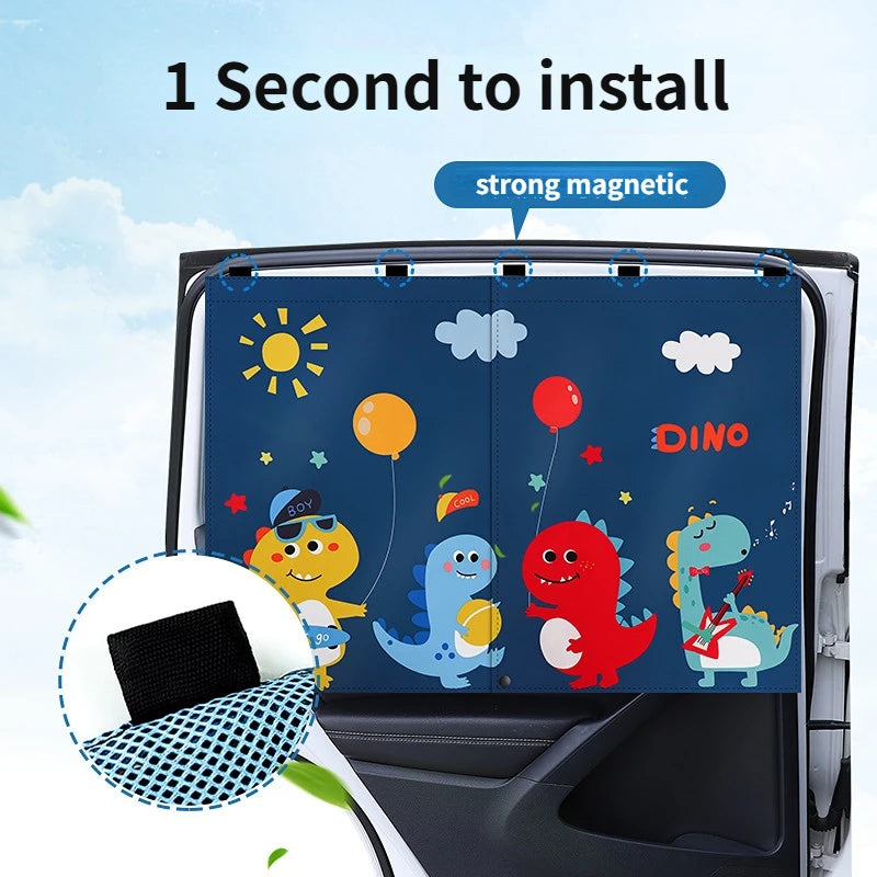 Telescopic Magnetic Car Window Shades with UV Protection and Insect Mesh