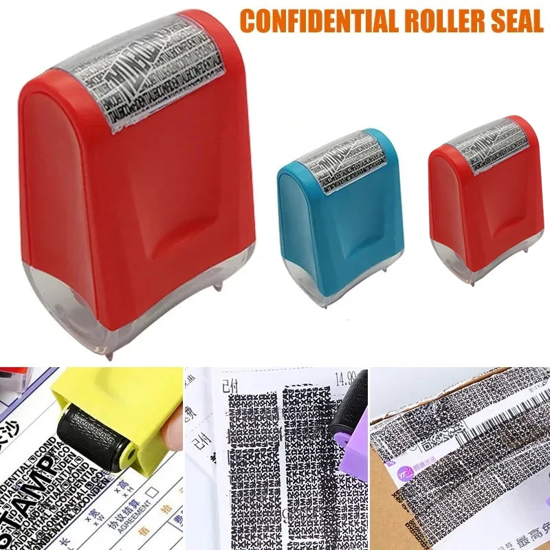 Sello enrollador rojo y azul para protección de privacidad confidencial.