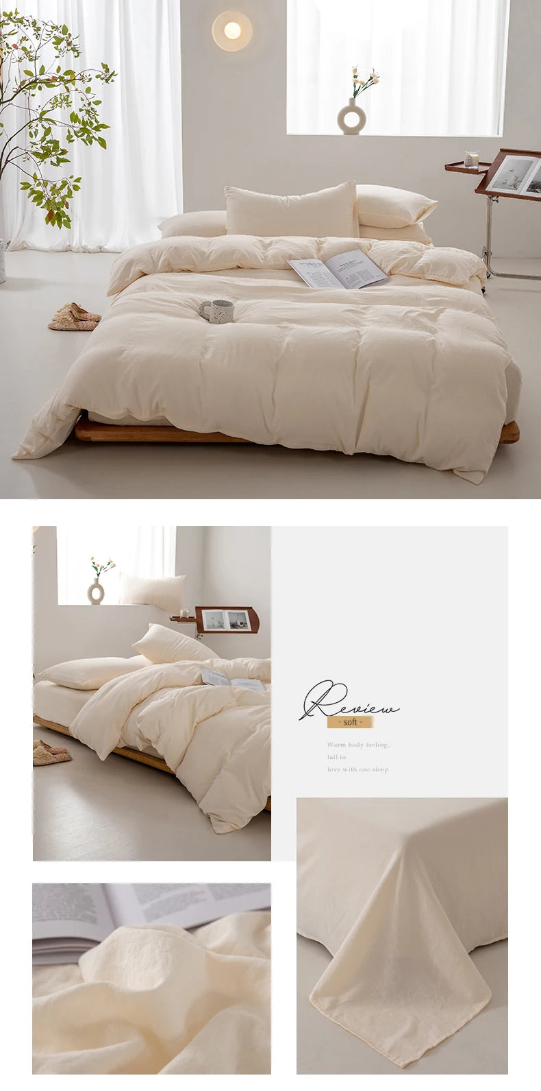 Washed Cotton Duvet Cover – Minimalist Solid Color Bedding
