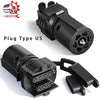 Black 2-in-1 trailer plug adapter featuring a 7-pin to 4/5-pin weatherproof connector and a separate plug.