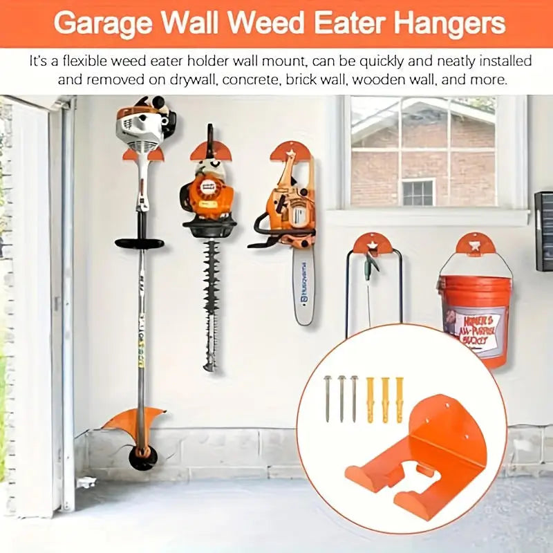 Heavy-Duty Wall-Mounted Trimmer & Tool Rack